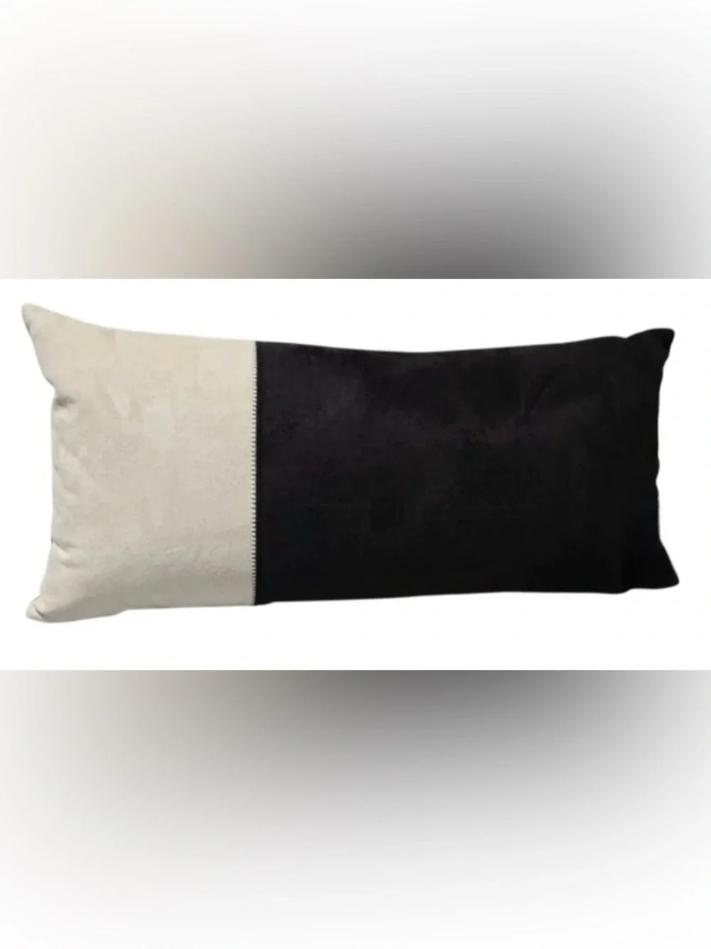 Threshold Black & Cream Colorblock Design Faux Suede Lumbar Accent 24